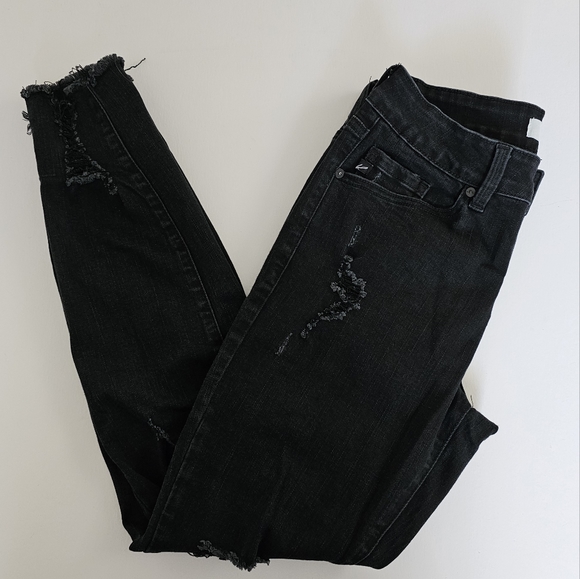 Kancan Black Hazy Mid Rise Ankle Skinny Jeans Size 7/27 - Picture 4 of 12